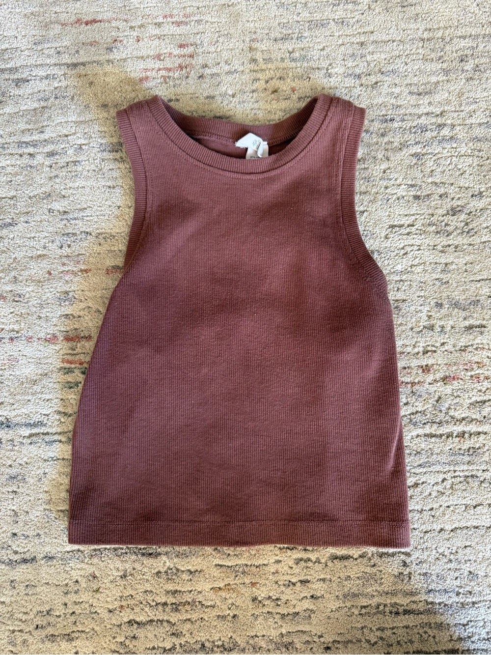 Cropped Brown Sleeveless Ribbed Tank Top - Mauve